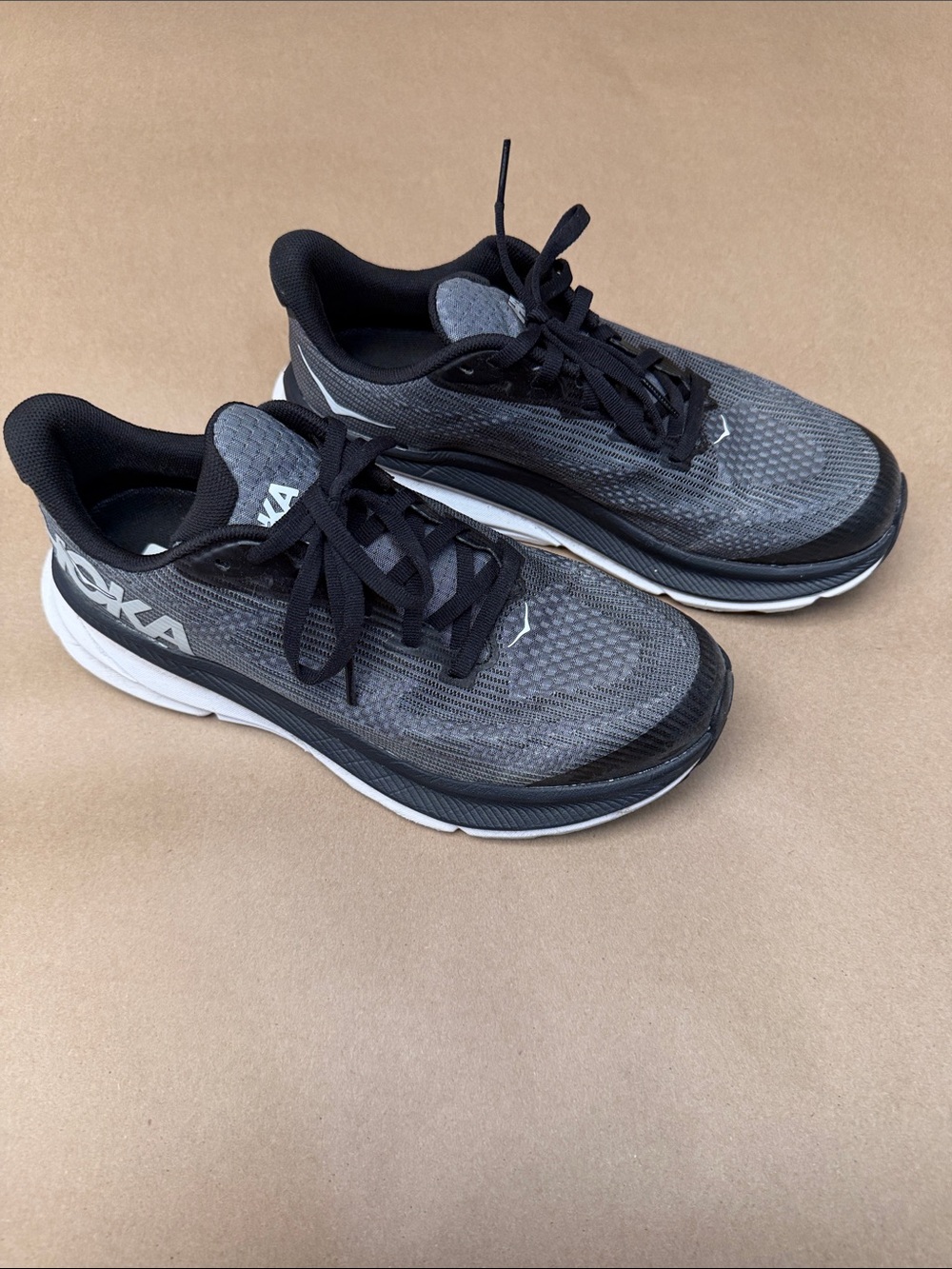 Hoka Women's Black and Gray Mesh Running Sneakers